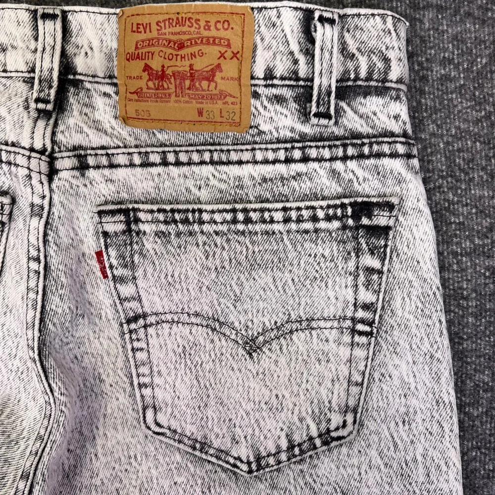 Vintage 80s Levis 505 Jeans Mens 31x31 Acid Wash Grey Made in USA Straight Leg